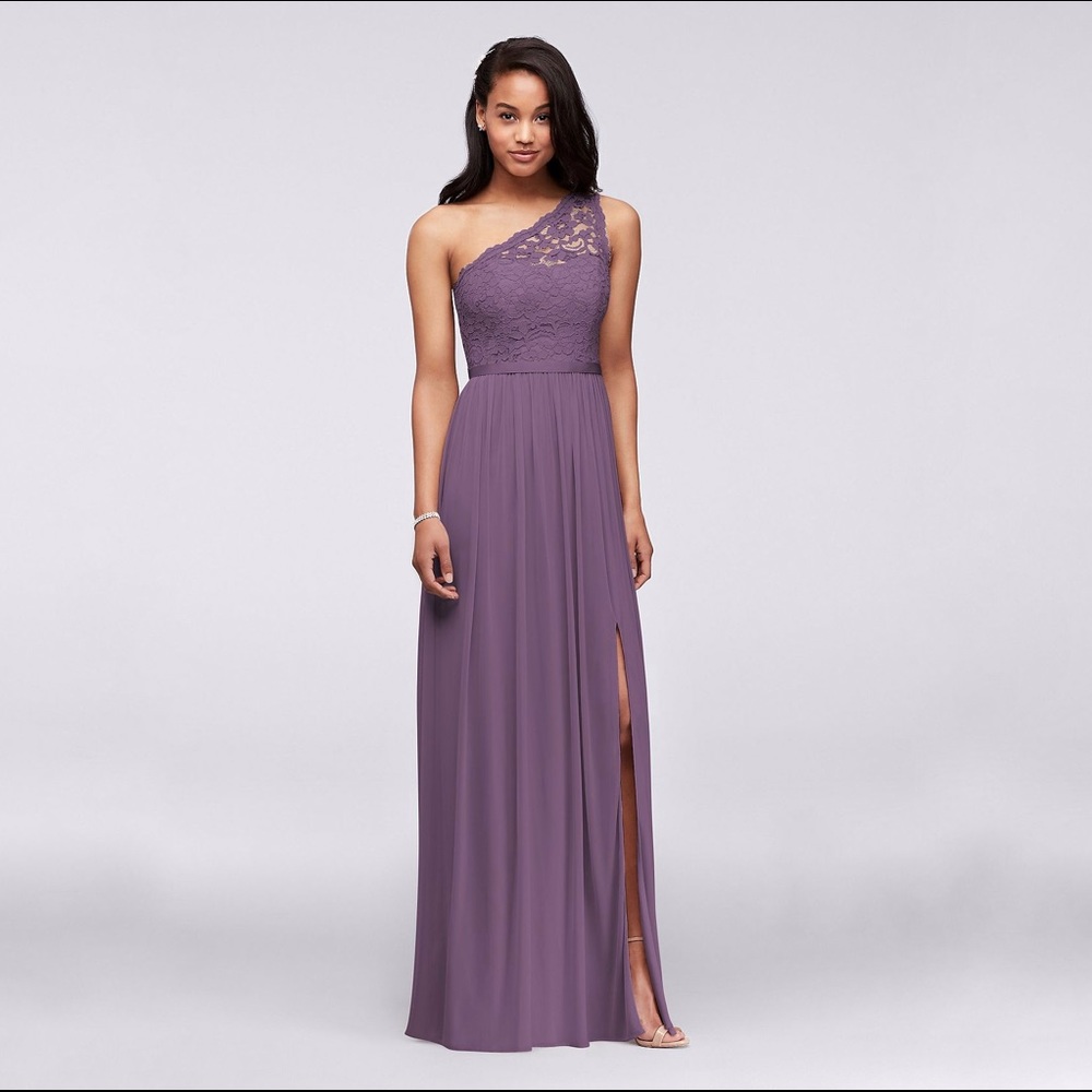 Long One Shoulder Lace Bridesmaid Dress